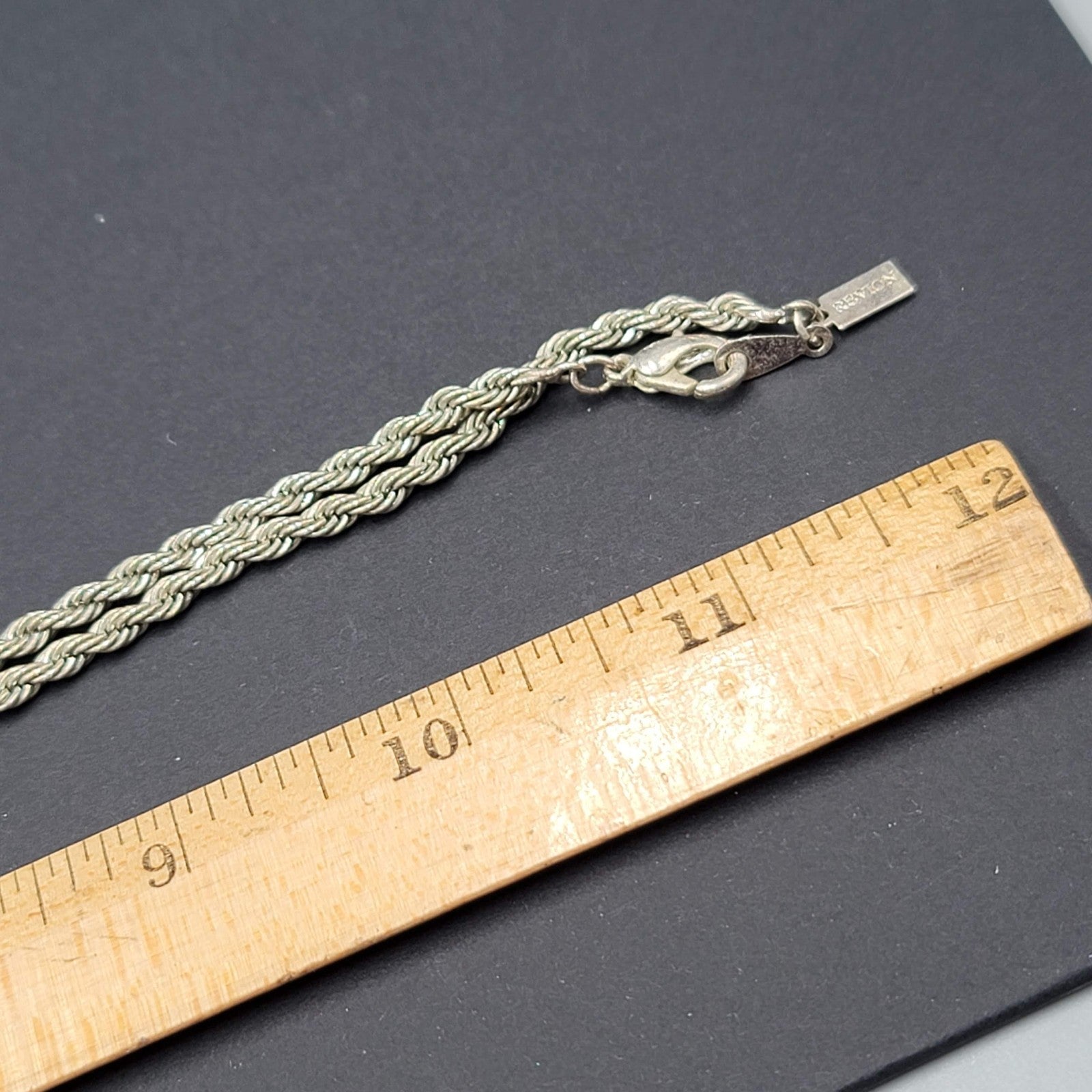 Vintage Revelon Twist Rope Necklace Silver tone Estate Costume Jewelry 24"