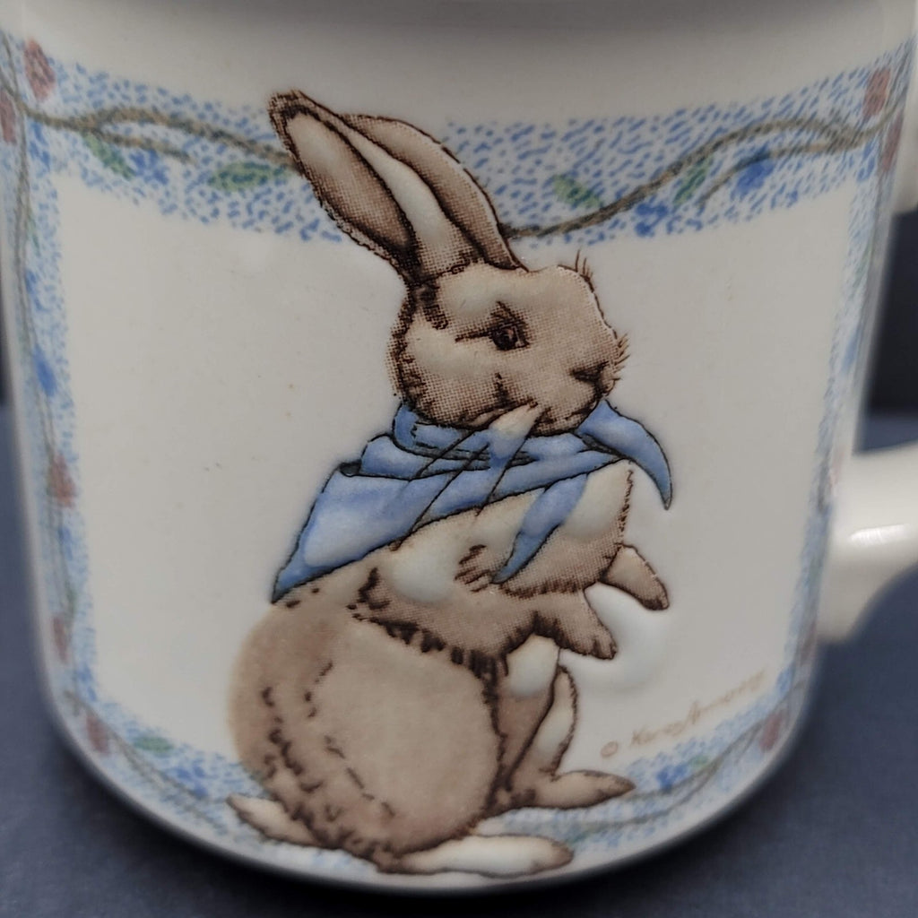 Vintage Otagiri Ceramic Coffee Mug JAPAN Karen Armstrong Bunny Rabbit Embossed