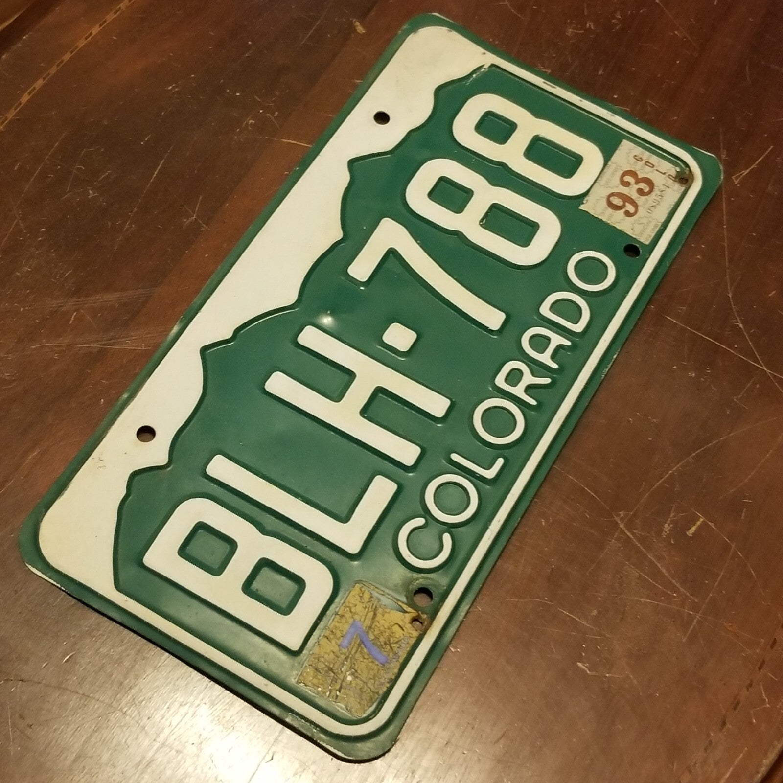 License Plate COLORADO BLH-788 12" x 6" Green White