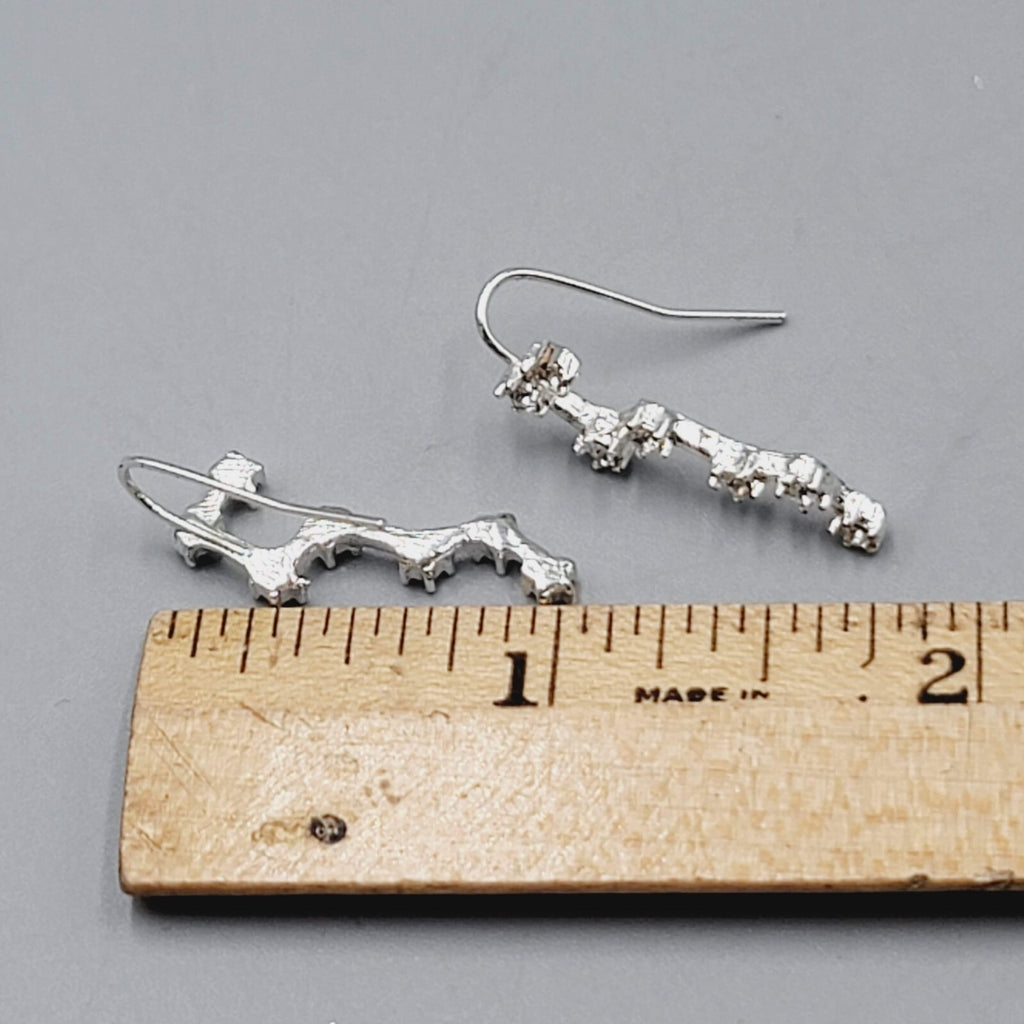 Constellation Rhinestone Pierced Earrings Silver tone Drop 1"