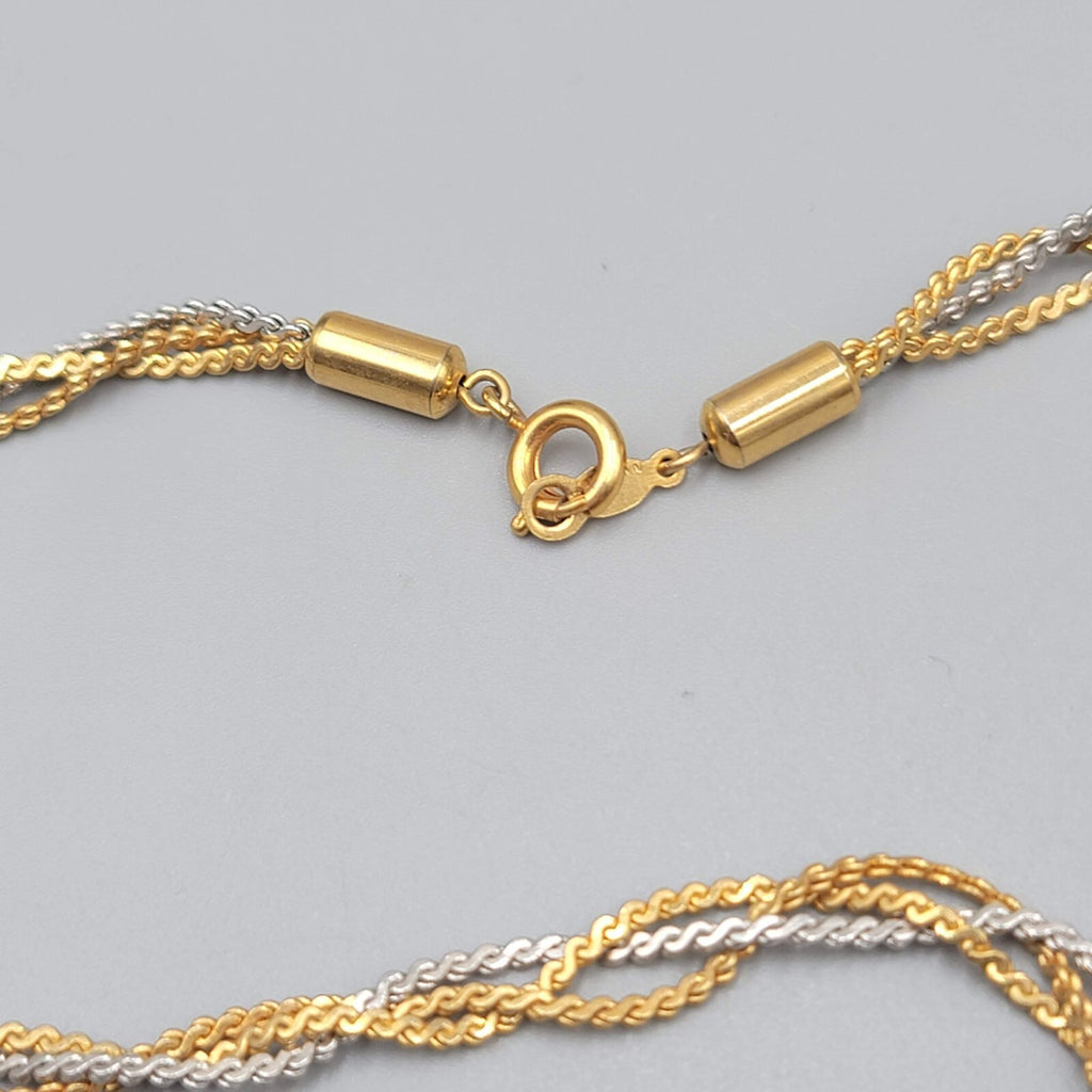 Vintage Braided Serpentine Chain Necklace Two Toned Gold & Silver 26"