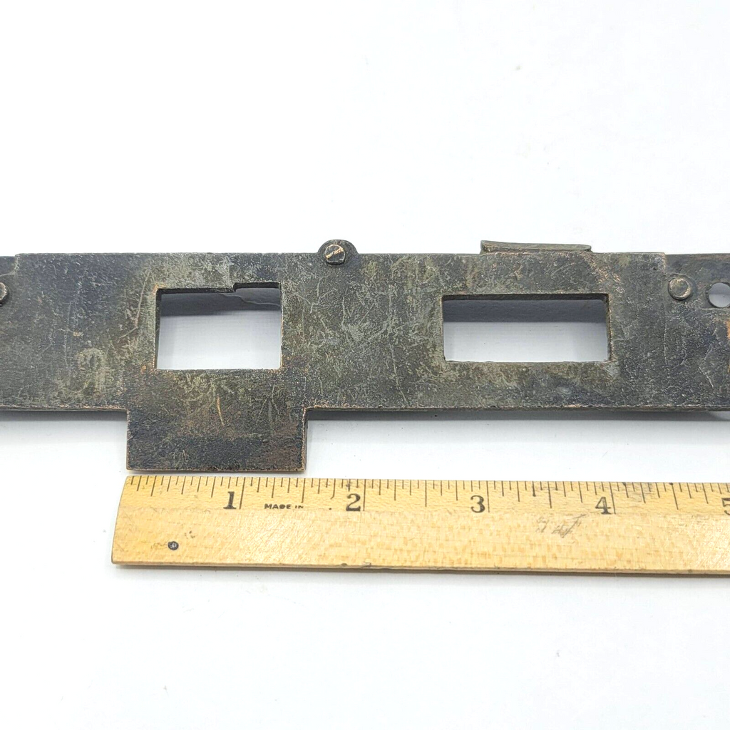 Antique Bronze Exterior Door Strike Plate Mortise Inset 7 3/4" x 1 1/2"