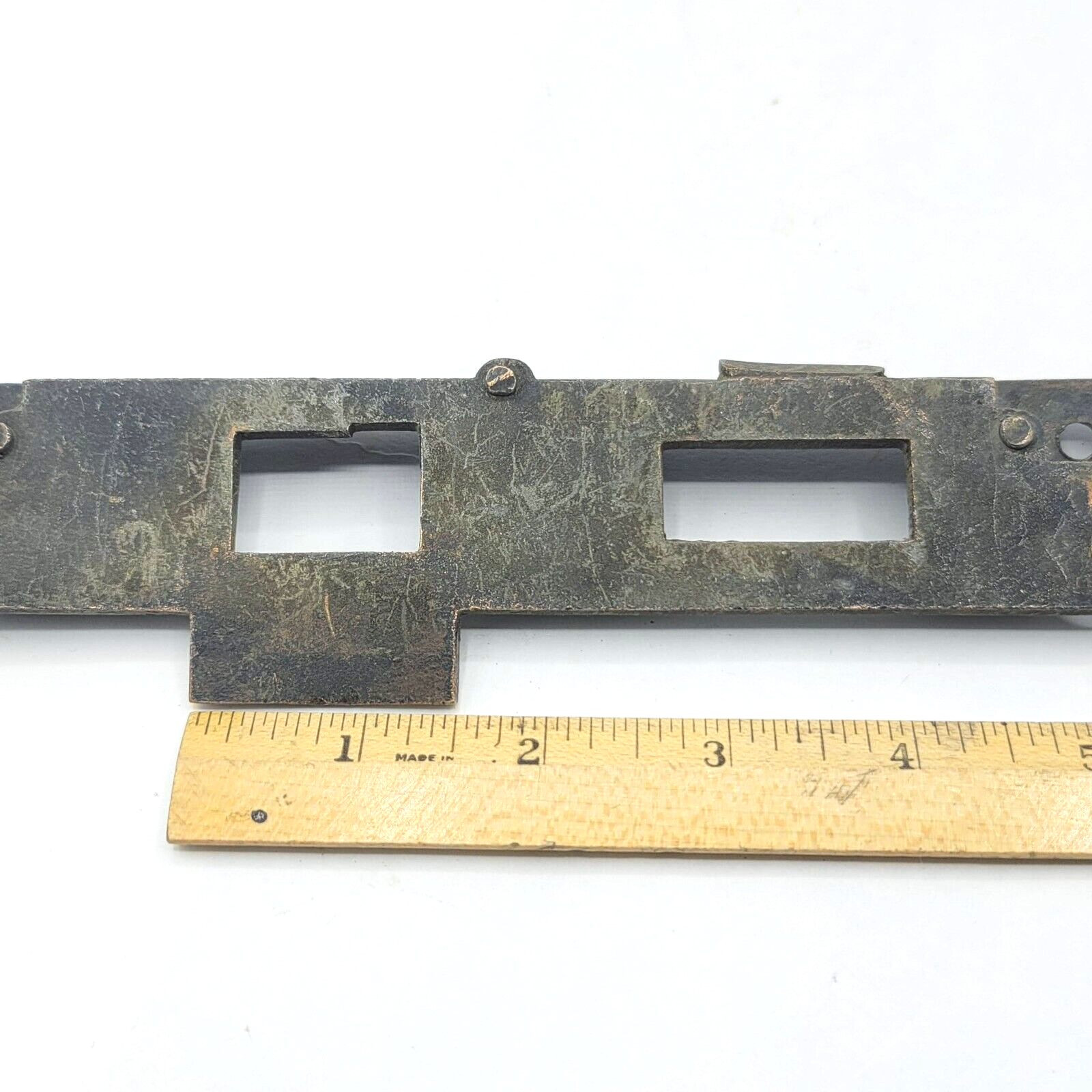 Antique Bronze Exterior Door Strike Plate Mortise Inset 7 3/4" x 1 1/2"