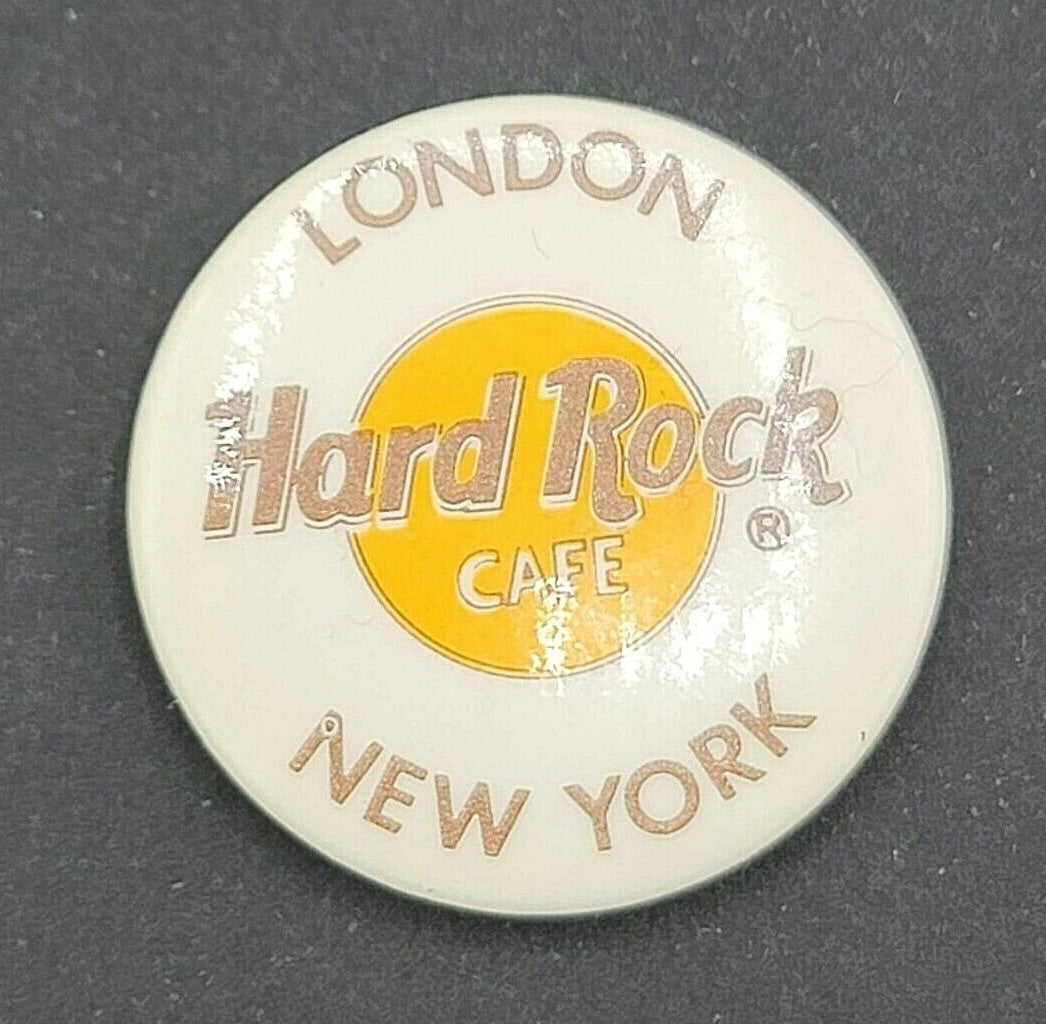 Vintage 80s Hard Rock Cafe London New York Pinback Button Pin Badge