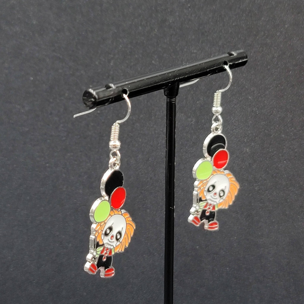 Pennywise Clown Pierced Earrings Enamel IT Horror Movie Dangle 1.25" FS