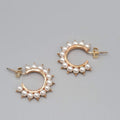 Rose Gold Hoops Pierced Earrings Faux Pearl 3/4"