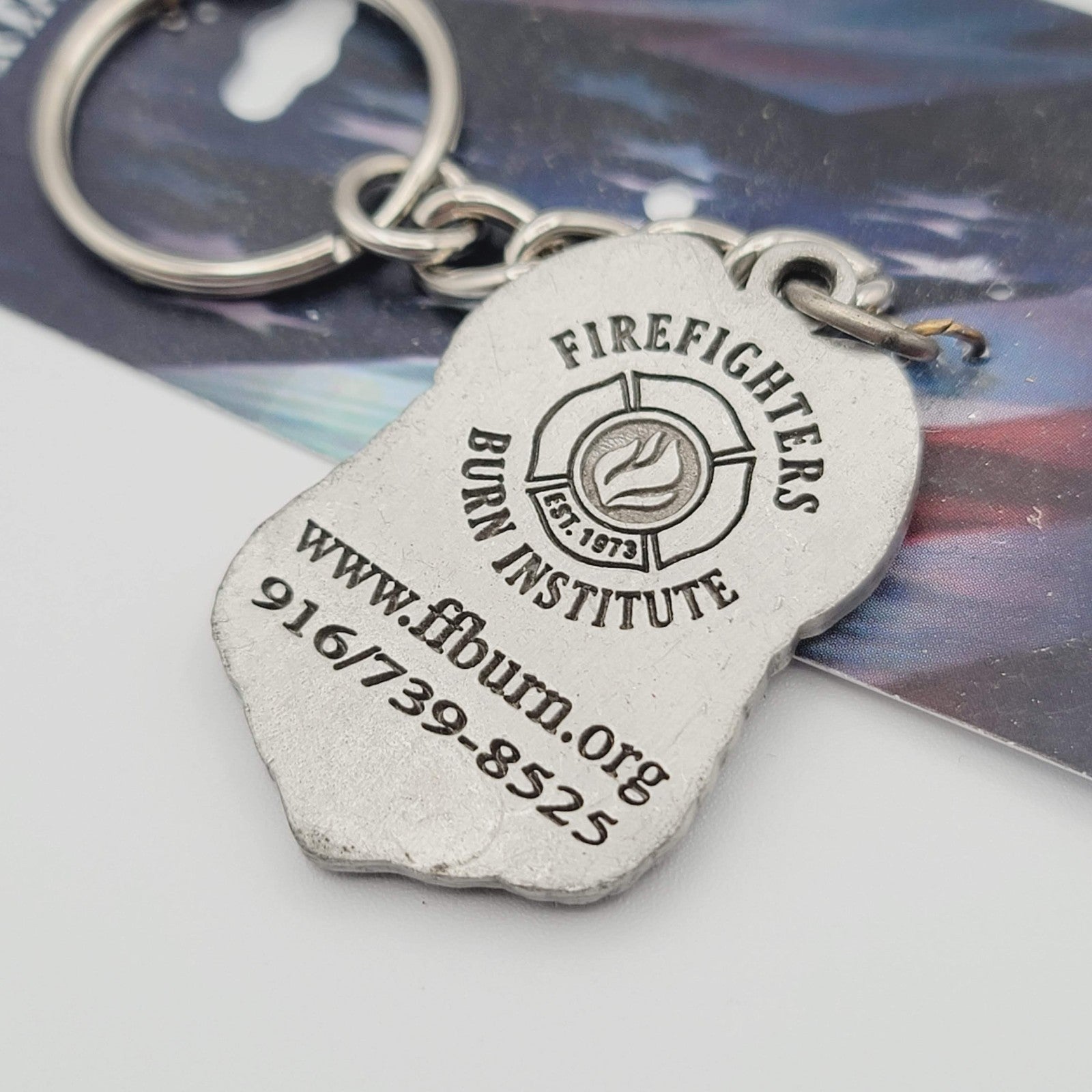 Sparta Pewter Firefighters Burn Institute Key Chain NWT