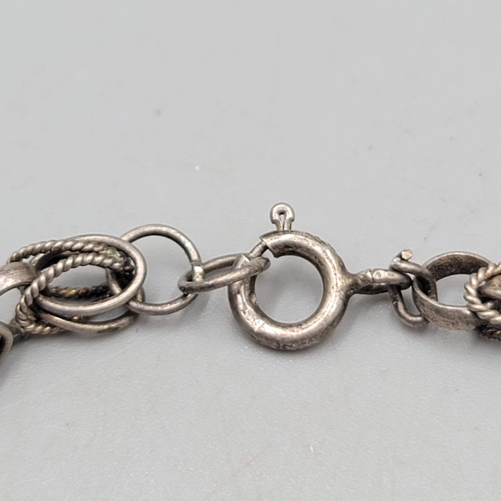 Vintage Byzantine Chain Bracelet Silver Tone Small Spring Ring Clasp 6 in