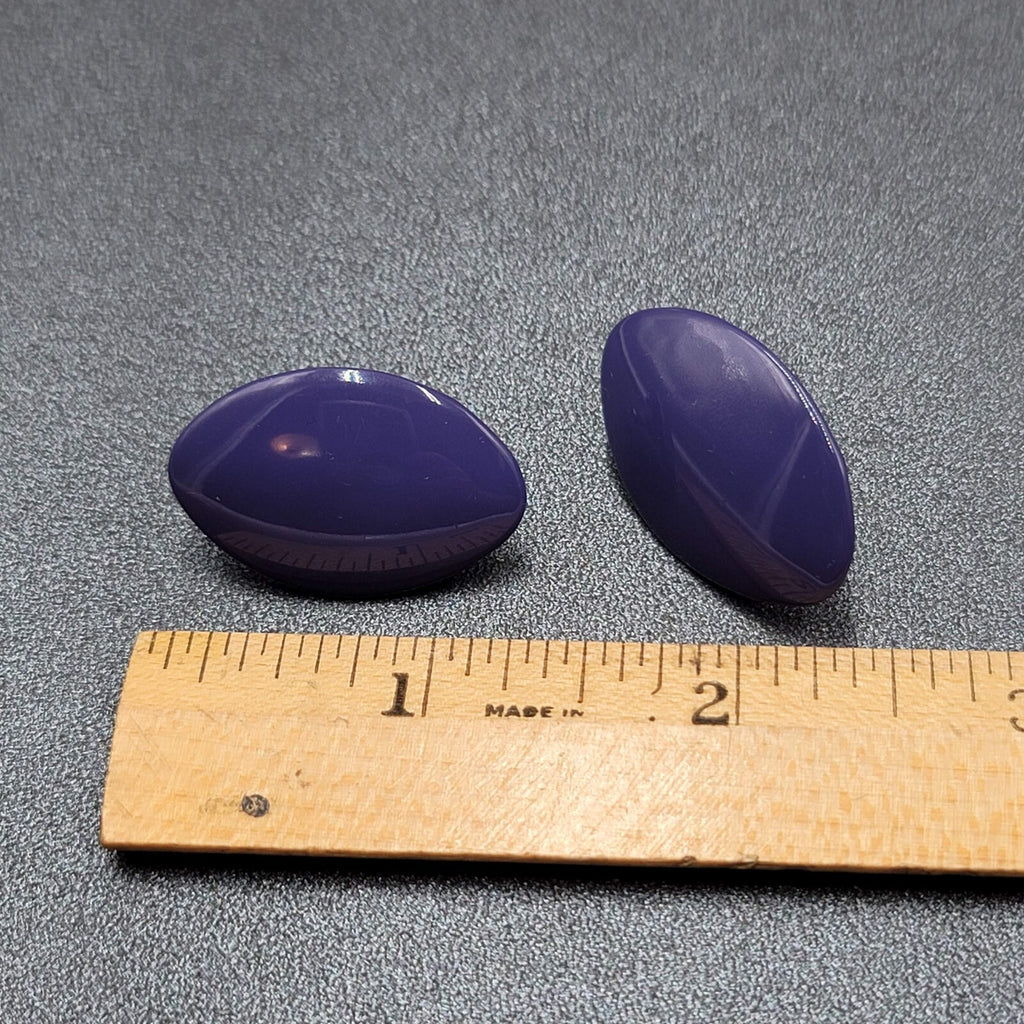 Vintage Pierced Earrings Purple Enamel Over Metal Drop 1.25"