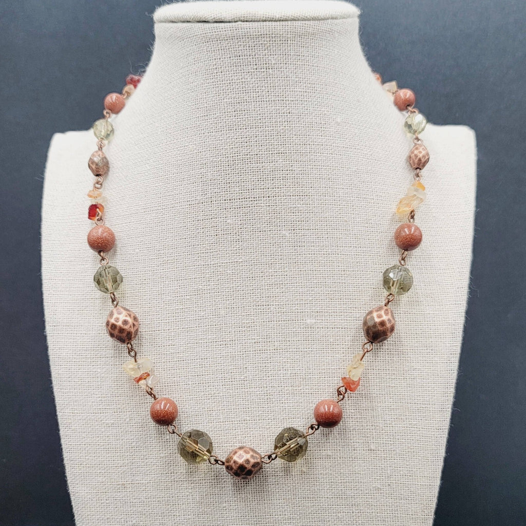 Avon Beaded NecklaceMulti Stone Copper tone 18"-21" Adj