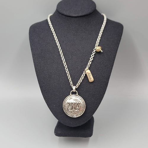 Chicos Libra Necklace Silver tone Charms Pendant Zodiac 18"