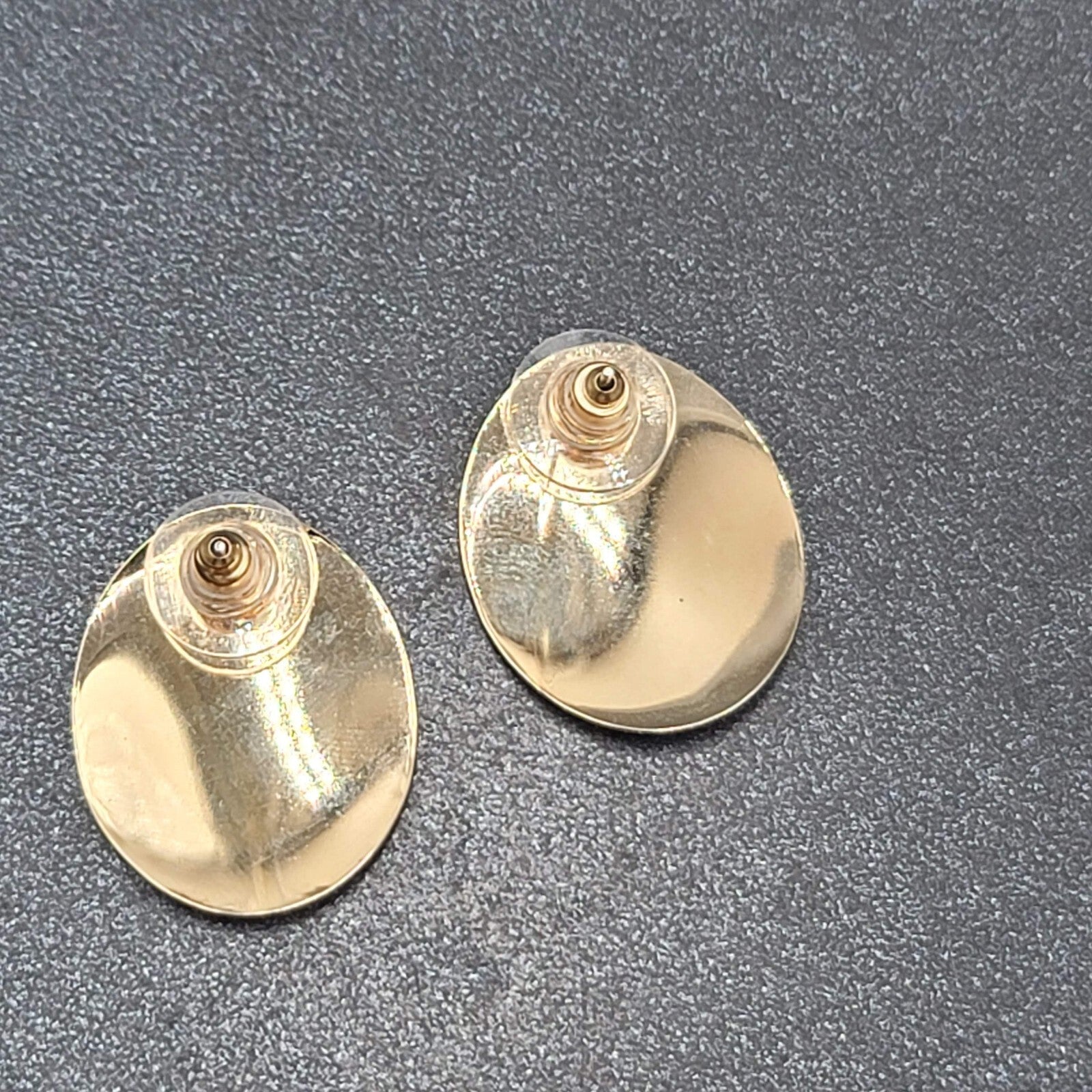 Vintage Pierced EarringsGold tone Black Enamel Drop 1"