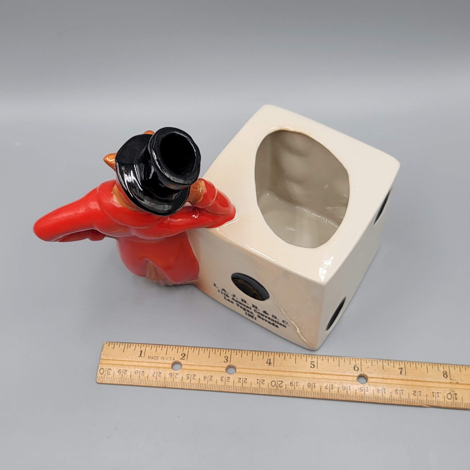 Vintage Jim Beam Fox Swizzle Stick Holder 1981 Dice Ceramic