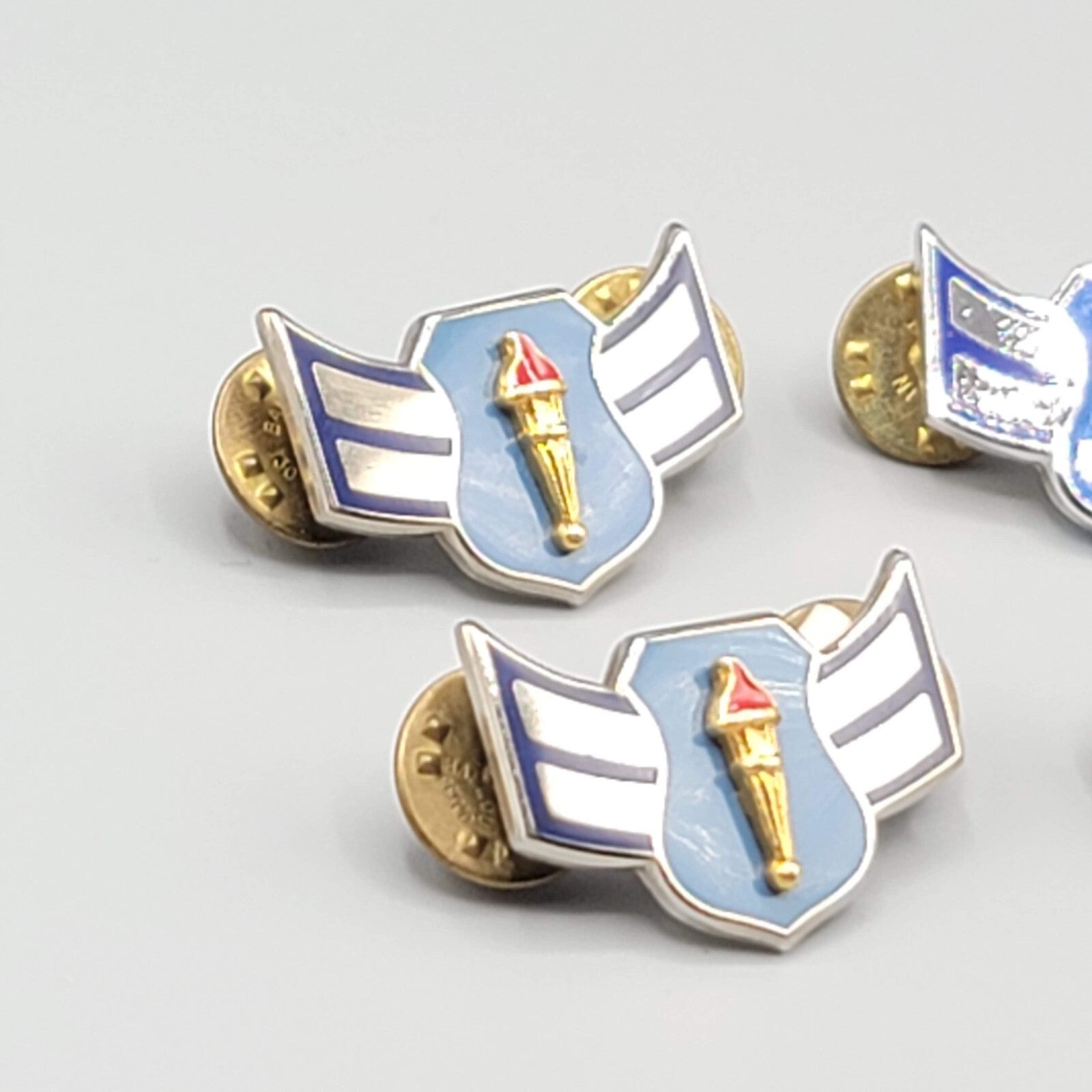 US Air Force JROTC Enlisted Silver tone Enamel 2 Pair 4 Total Lot