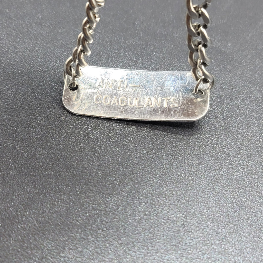 Medical Alert Bracelet  Anti-coagulants Stainless Steel 9" Pre Owned
