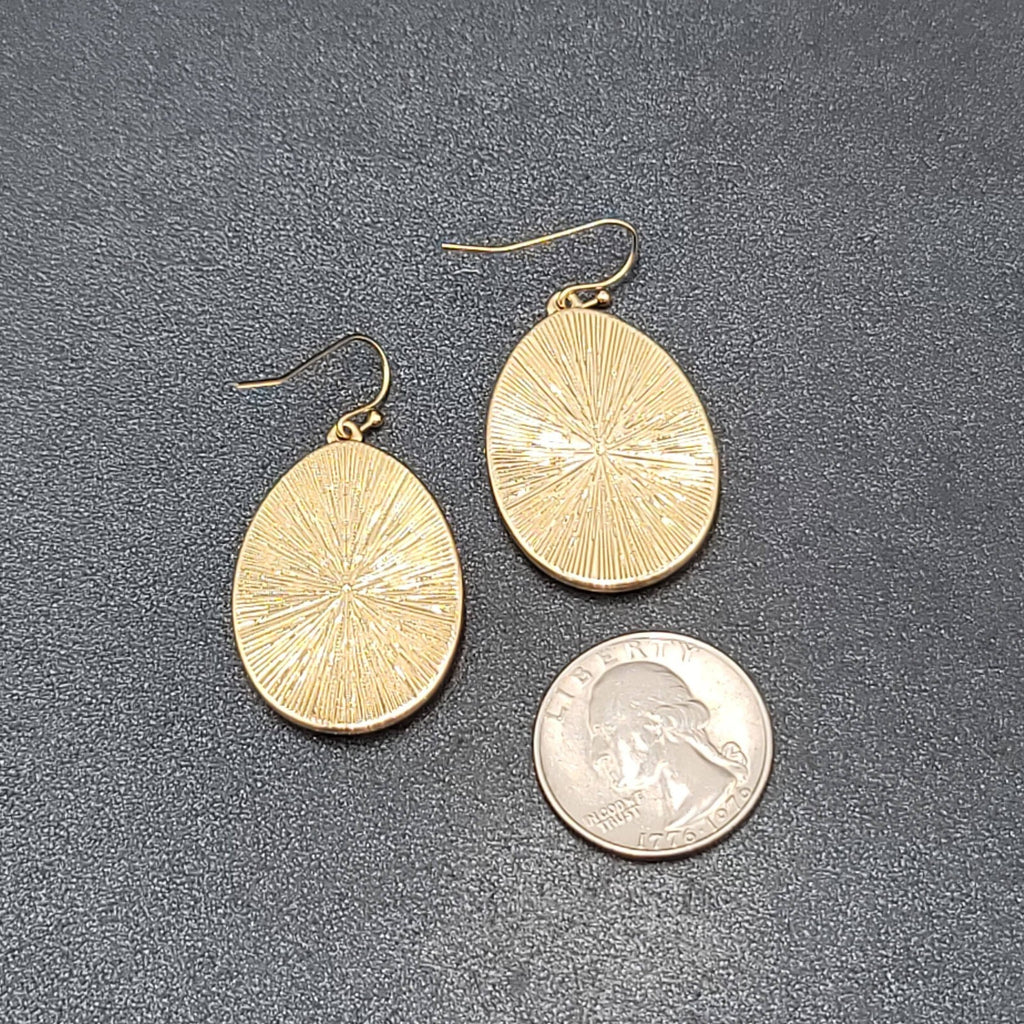 Pierced Earrings Gold tone Confetti Acrylic Teardrop Dangle 1.25"