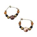 Artisan Clay Beaded Hoops Pierced Earrings 1"