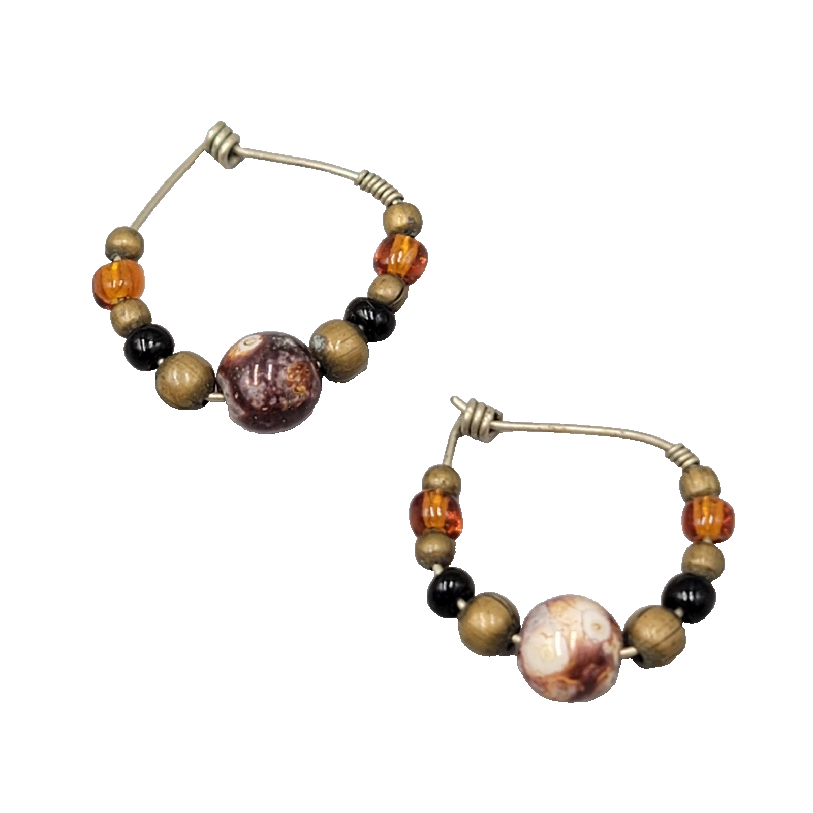 Artisan Clay Beaded Hoops Pierced Earrings 1"