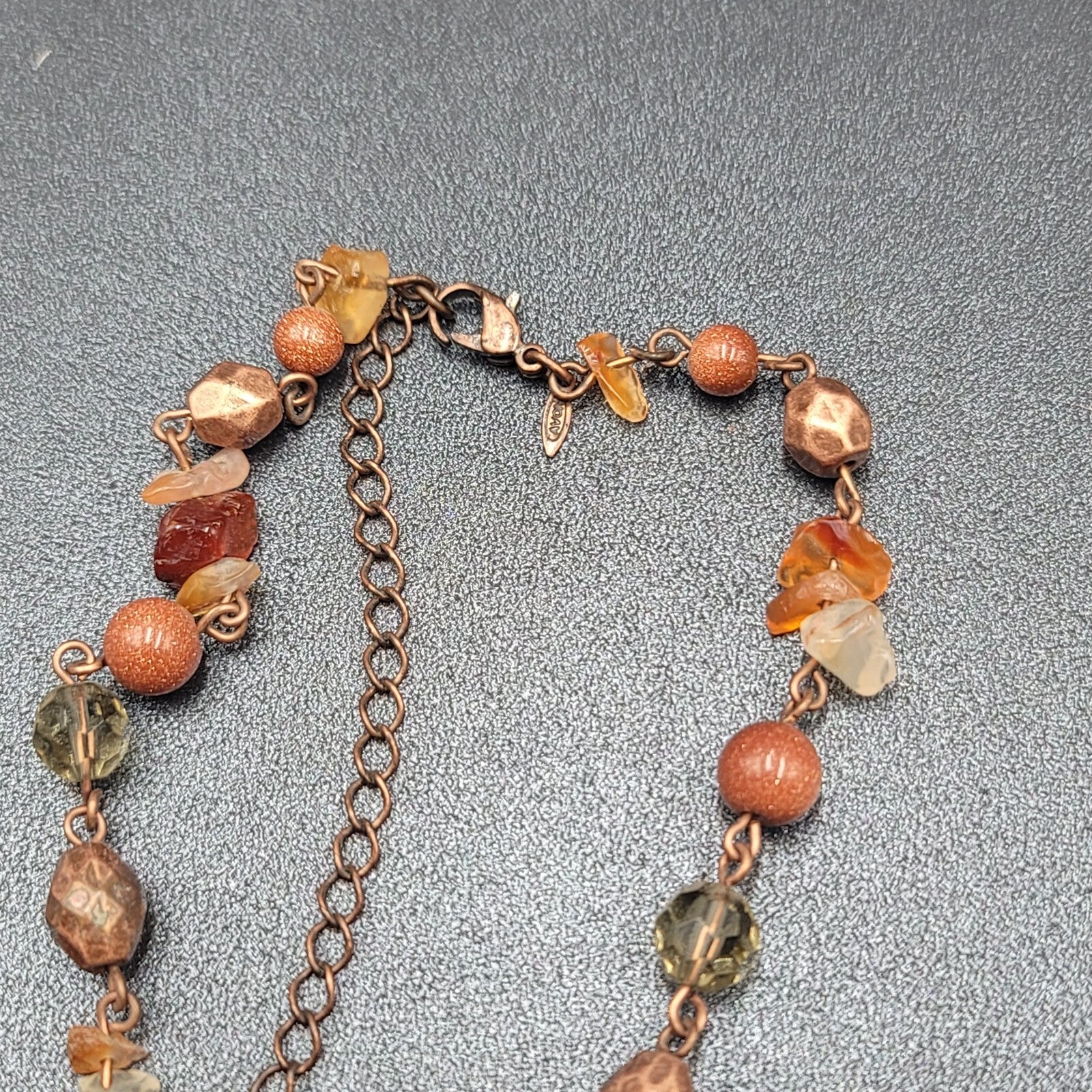 Avon Beaded NecklaceMulti Stone Copper tone 18"-21" Adj