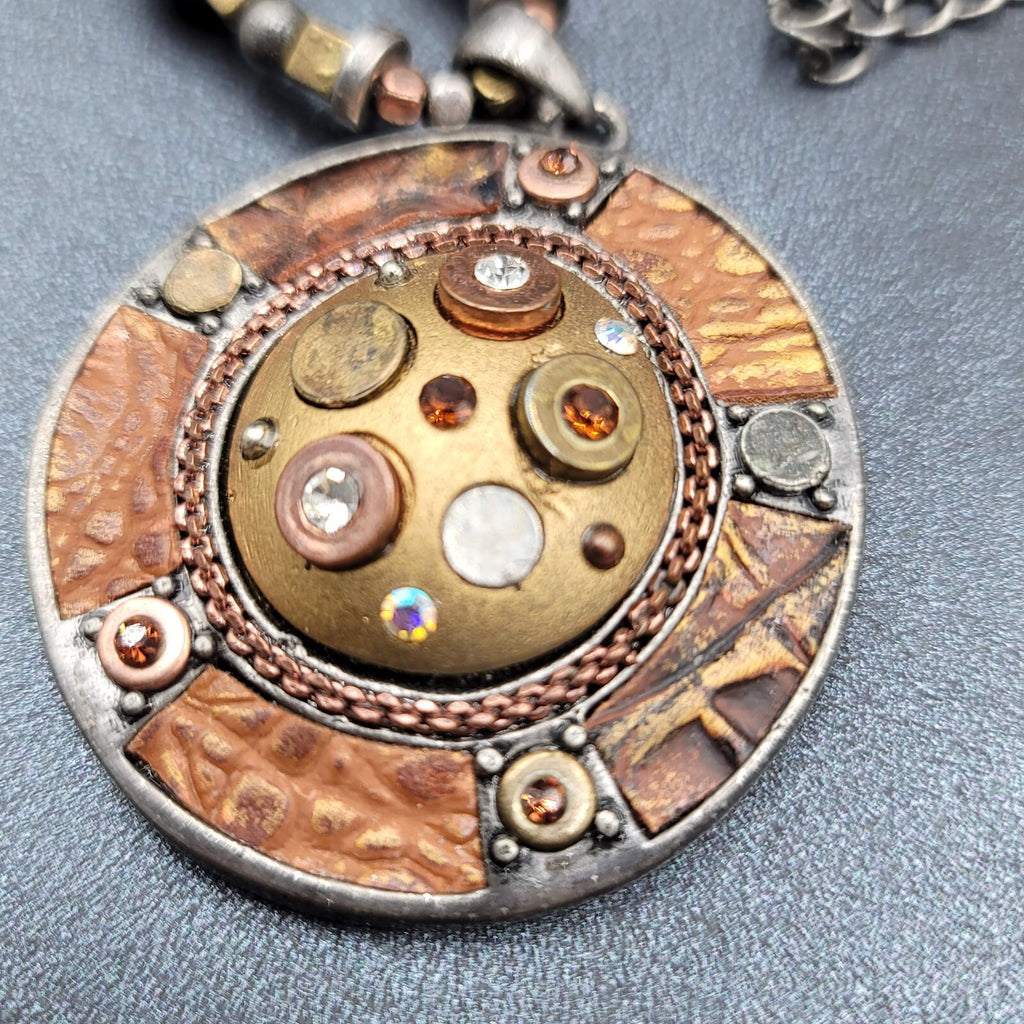 Artisan Necklace Handmade Multicolor Multi Material Pendant Unique 16"-19"