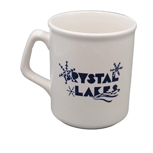 Crystal Lakes Coffee Mug Cup White Blue Logo Souvenir Collectible Vintage