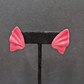 Vintage Pierced Earrings Hot Pink Enamel Statement Drop 1.25"