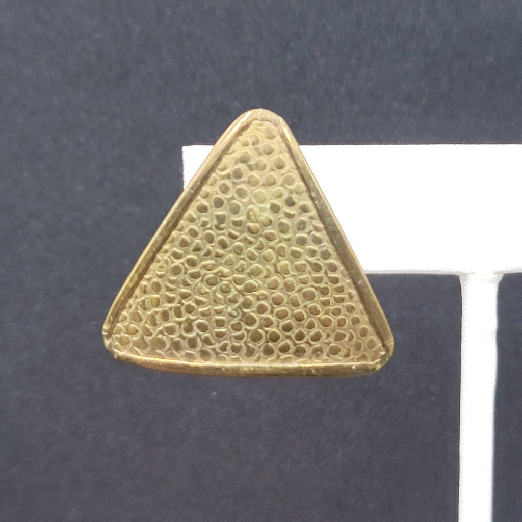 Vintage Pierced Earrings Solid Brass Textured Triangle Drop 1 1/8"
