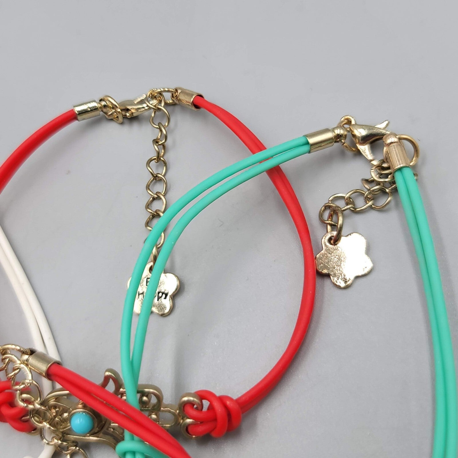 Hamsa Bracelet Lot of 6 Gold tone Multi color Cords Adj Closure Small