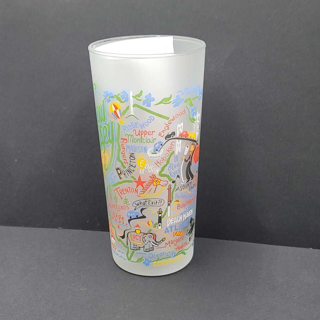 Cat Studio Geography New Jersey Frosted Drinking Glass Tumbler 6"