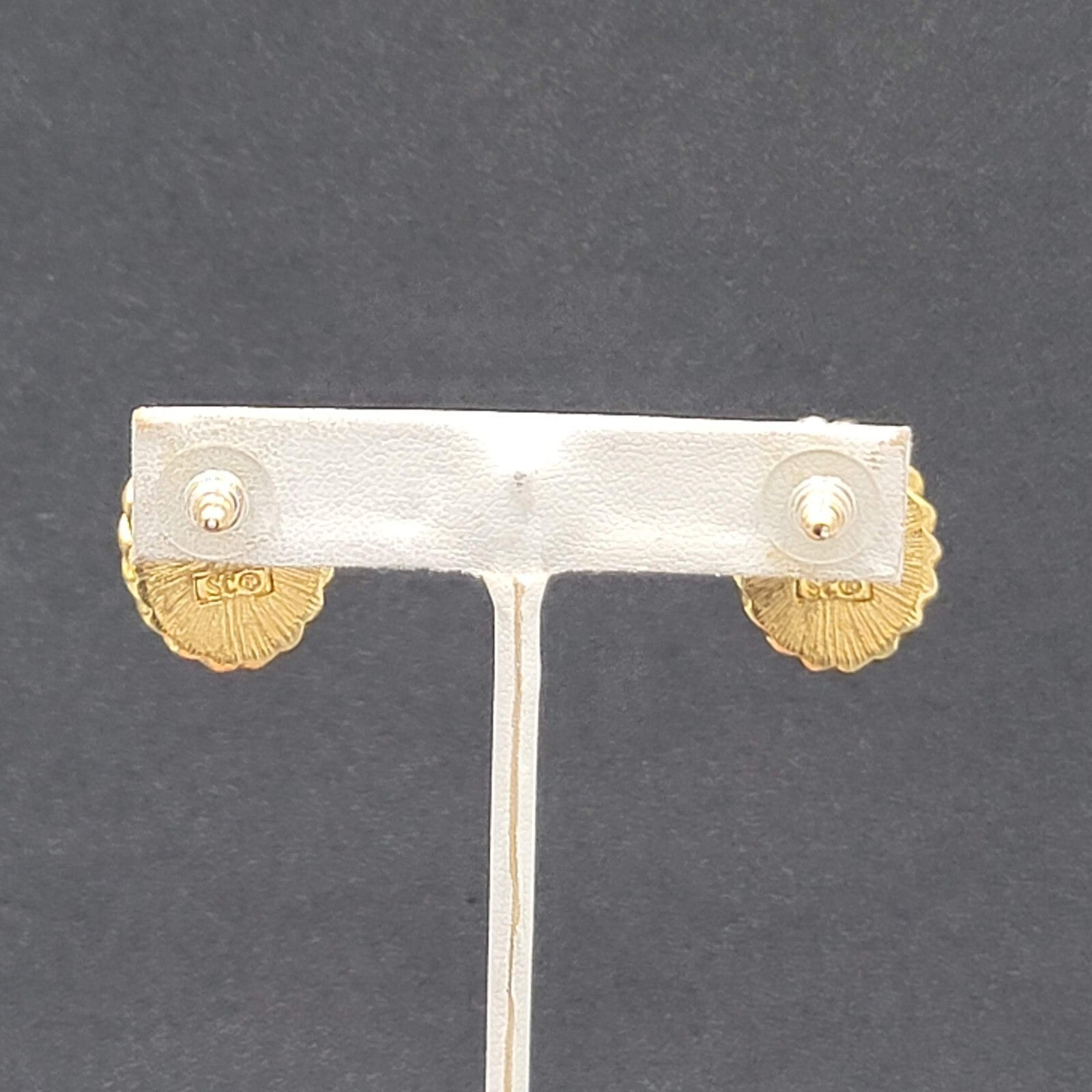 SC Pierced Earrings Gold Plated White Cabochon  7/8"