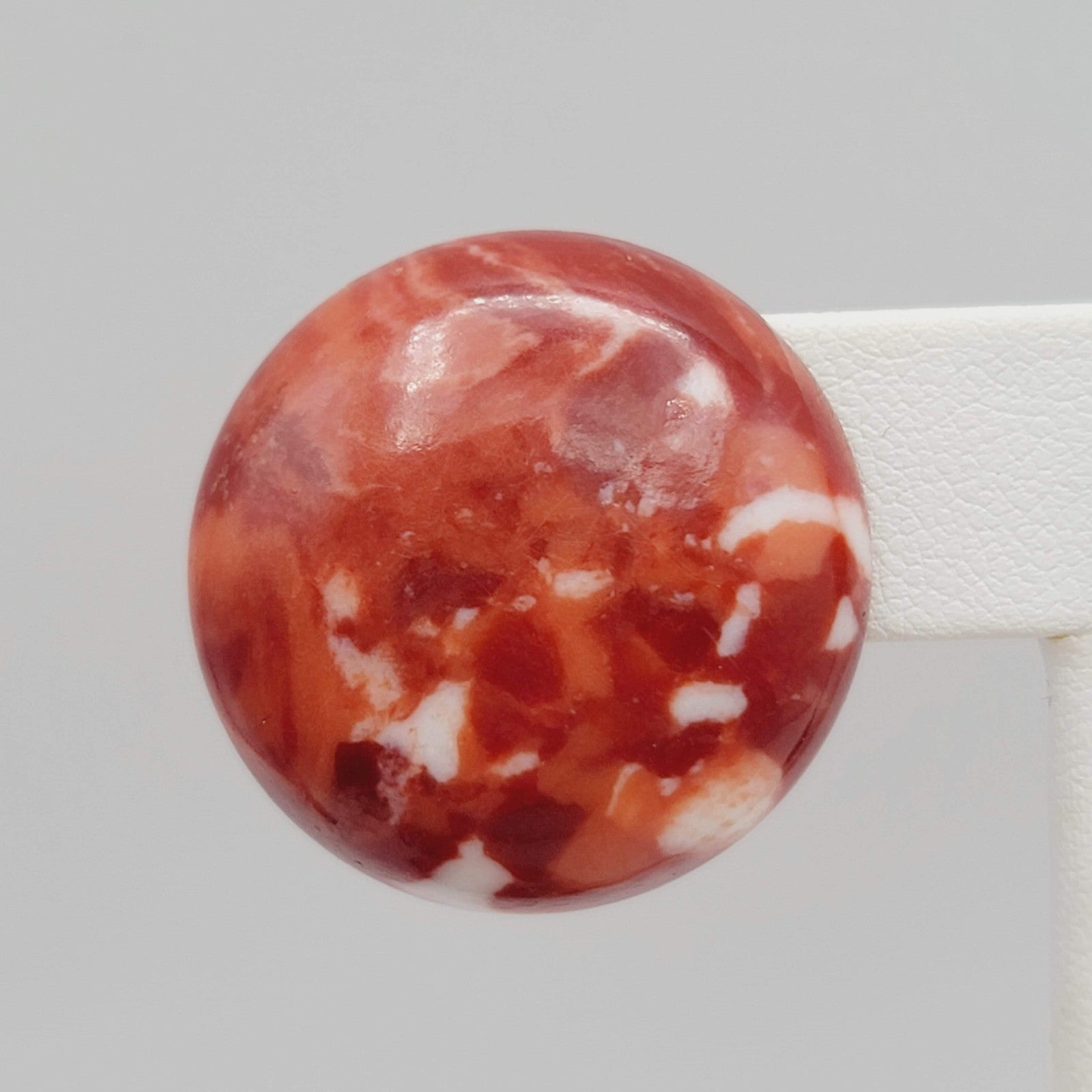 Vintage Confetti Red Round Clip on Earrings Acrylic Drop 1 1/8 in
