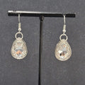 Pierced Earrings Silver tone Teardrop Faceted Glass Dangle 3/4"