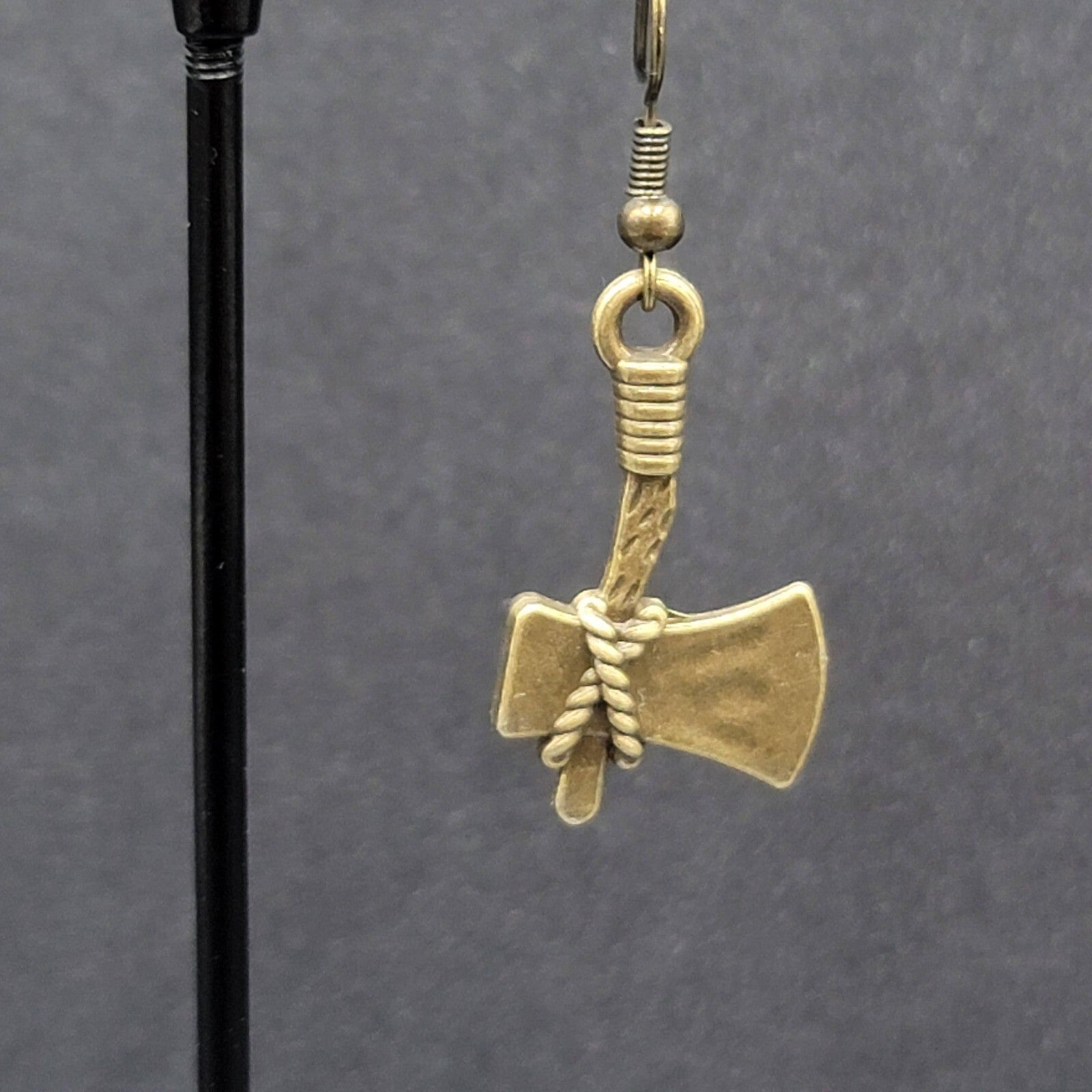 New Axe Hatchet Pierced Earrings Bronze tone Tool Dangle 1"