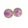Real Flower Dome Stud Pierced Earrings Resin 1/2"