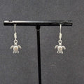 Pierced Earrings Miniature Baby Sea Turtle Dainty Dangle Silver tone  1/2"