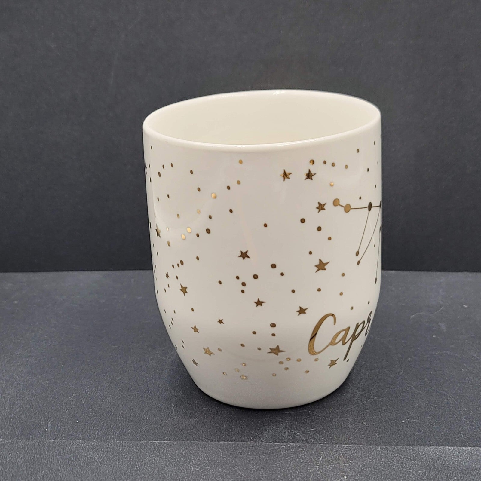 Capricorn Horoscope Stars Zodiac Porcelain Coffee Mug White Gold