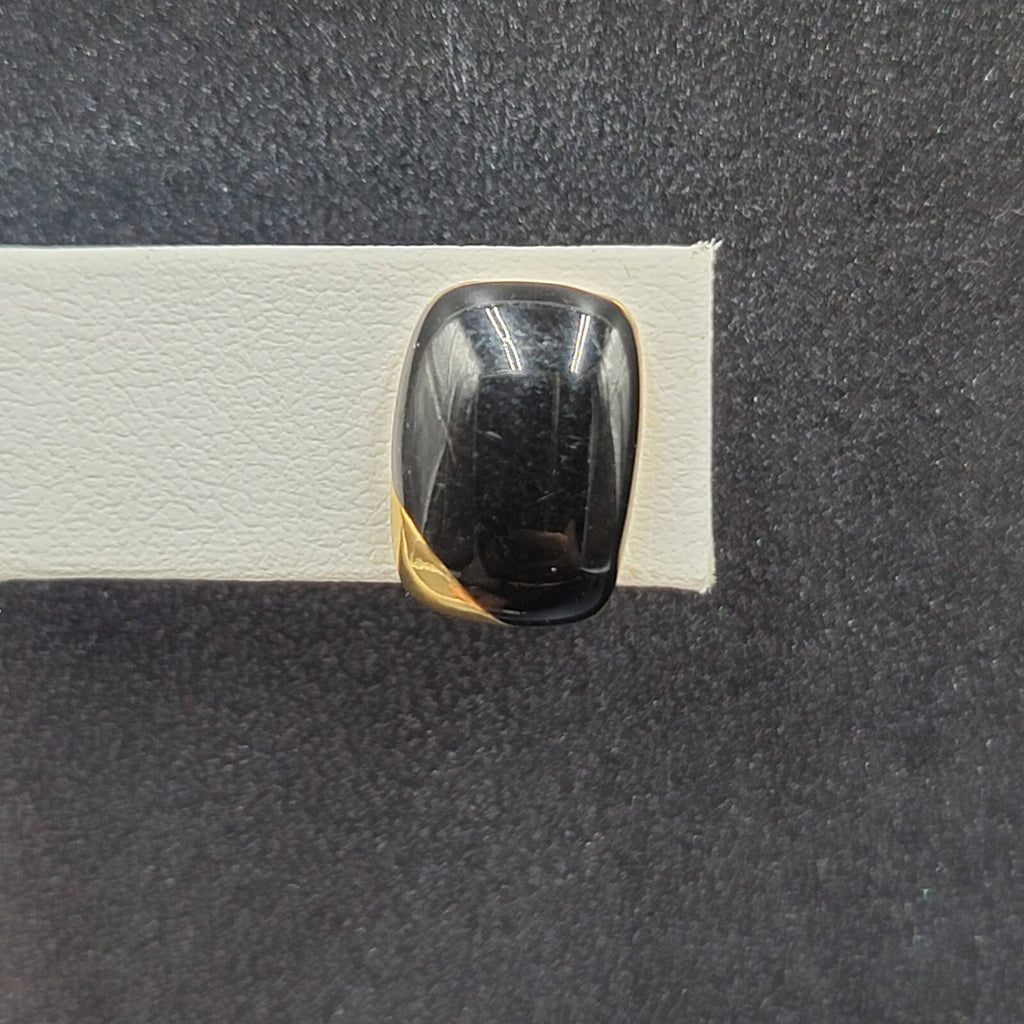 Vintage Pierced Earrings Gold Plated Black Enamel Rectangle Studs 1/2"