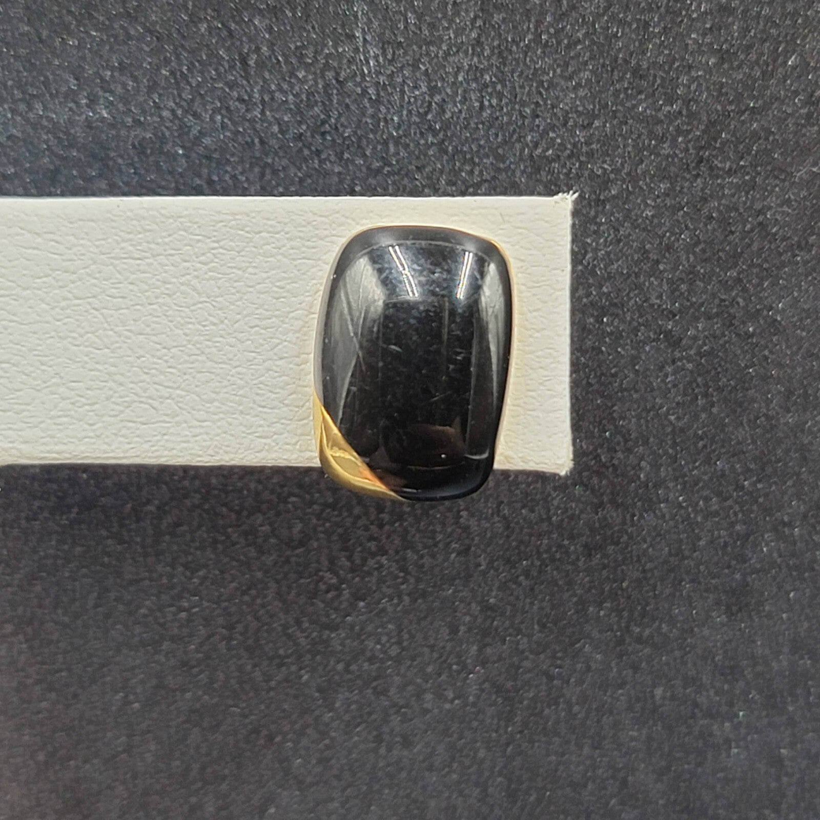 Vintage Pierced Earrings Gold Plated Black Enamel Rectangle Studs 1/2"