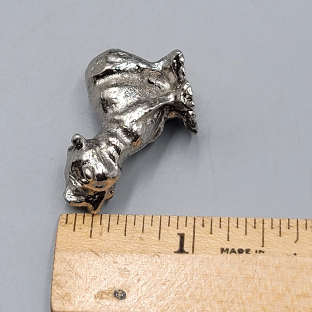 Mini Hippo Figurine Tiny Animal Sculpture Miniature Solid Pewter 1 in