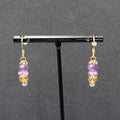 Pierced Earrings Gold tone Amethyst Faceted Bead Dangle 7/8"