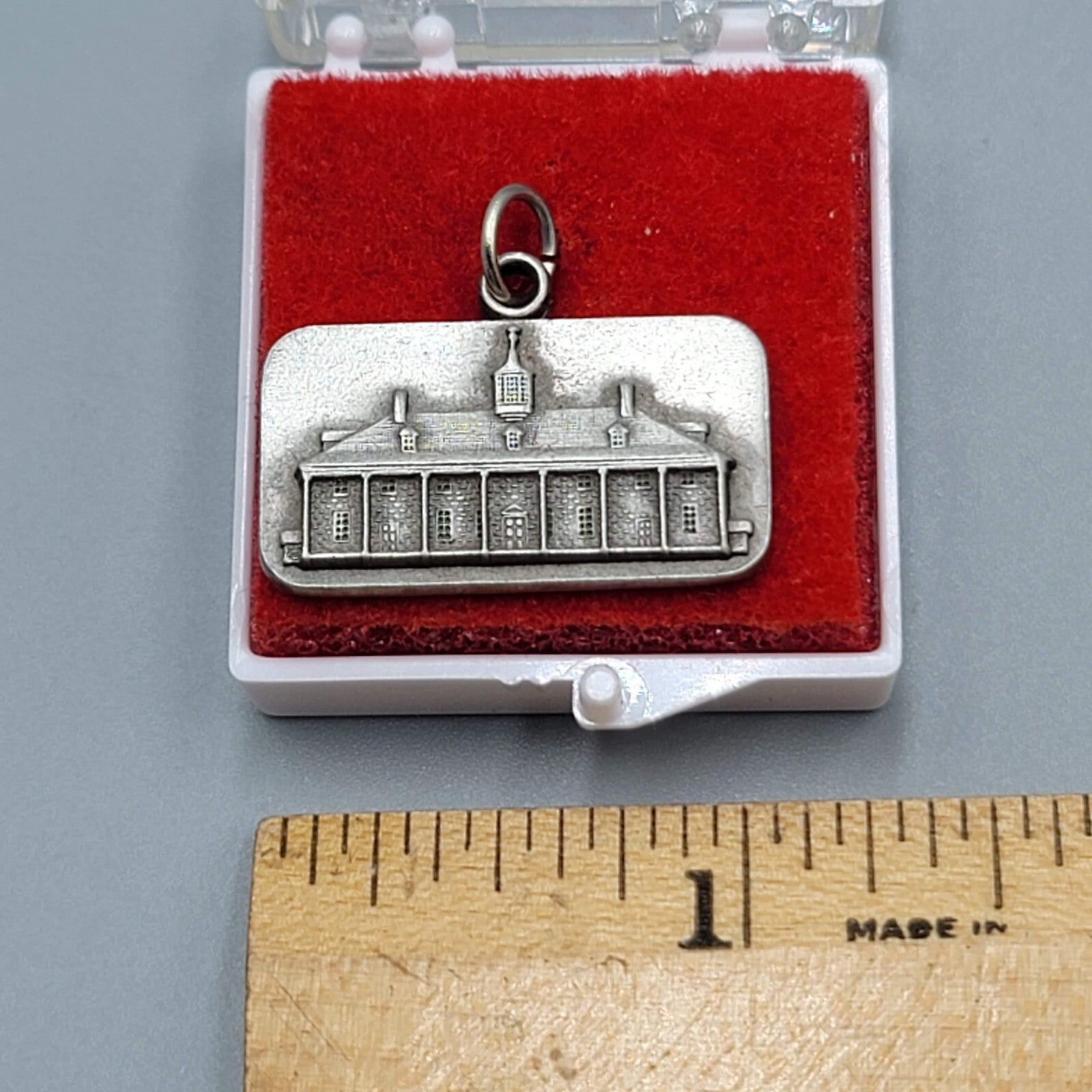 Vintage Dangle Charm Pewter Mount Vernon Mansion Original Box