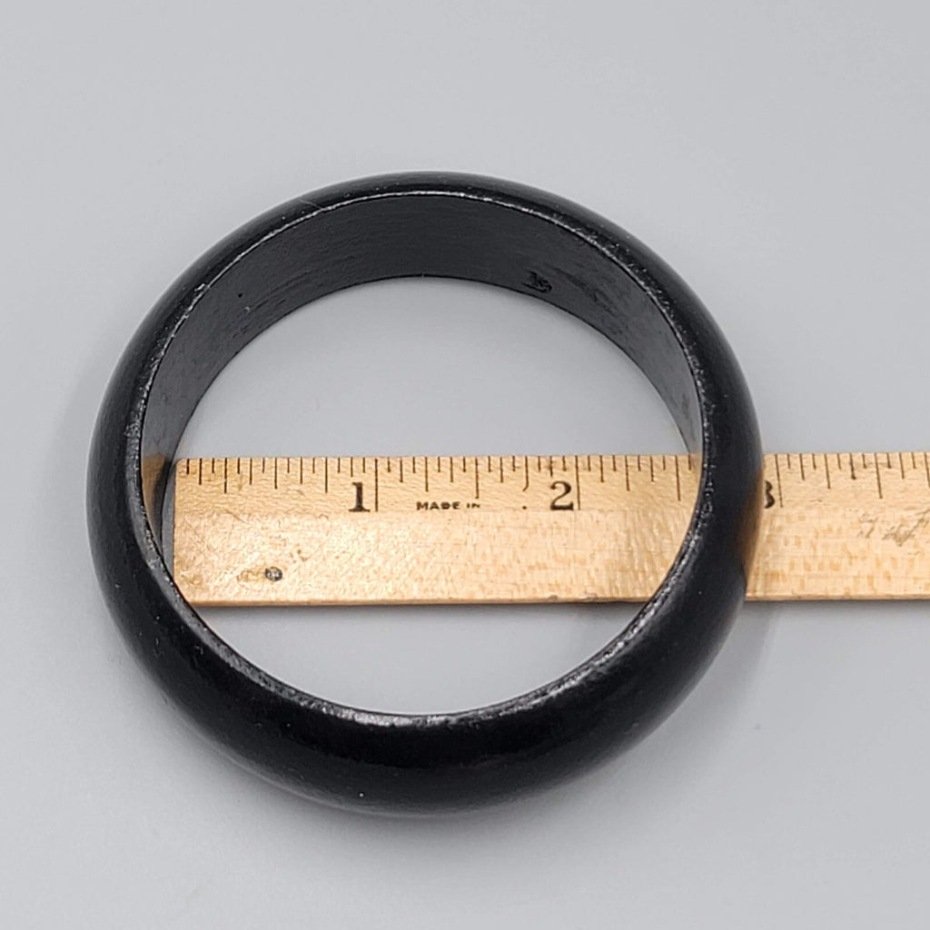 Black Solid Wood Bracelet Retro Bold Wardrobe Staple 8 in x 7/8"