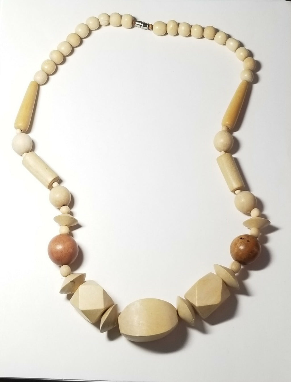 Wood Bead Necklaces Wooden Chunky Strand Light Tan Earth Tones 22"