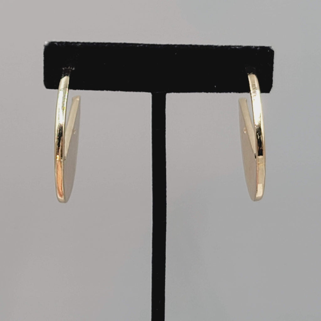Hoop Pierced Earrings Gold tone Faux Leather Statement Hoops 1.5"