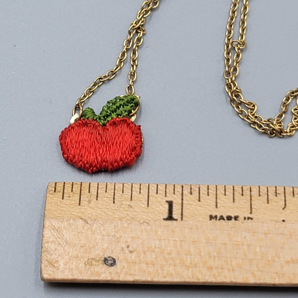 Vintage Apple Necklace CHILDRENS CHILDS Gold tone Chain 14"