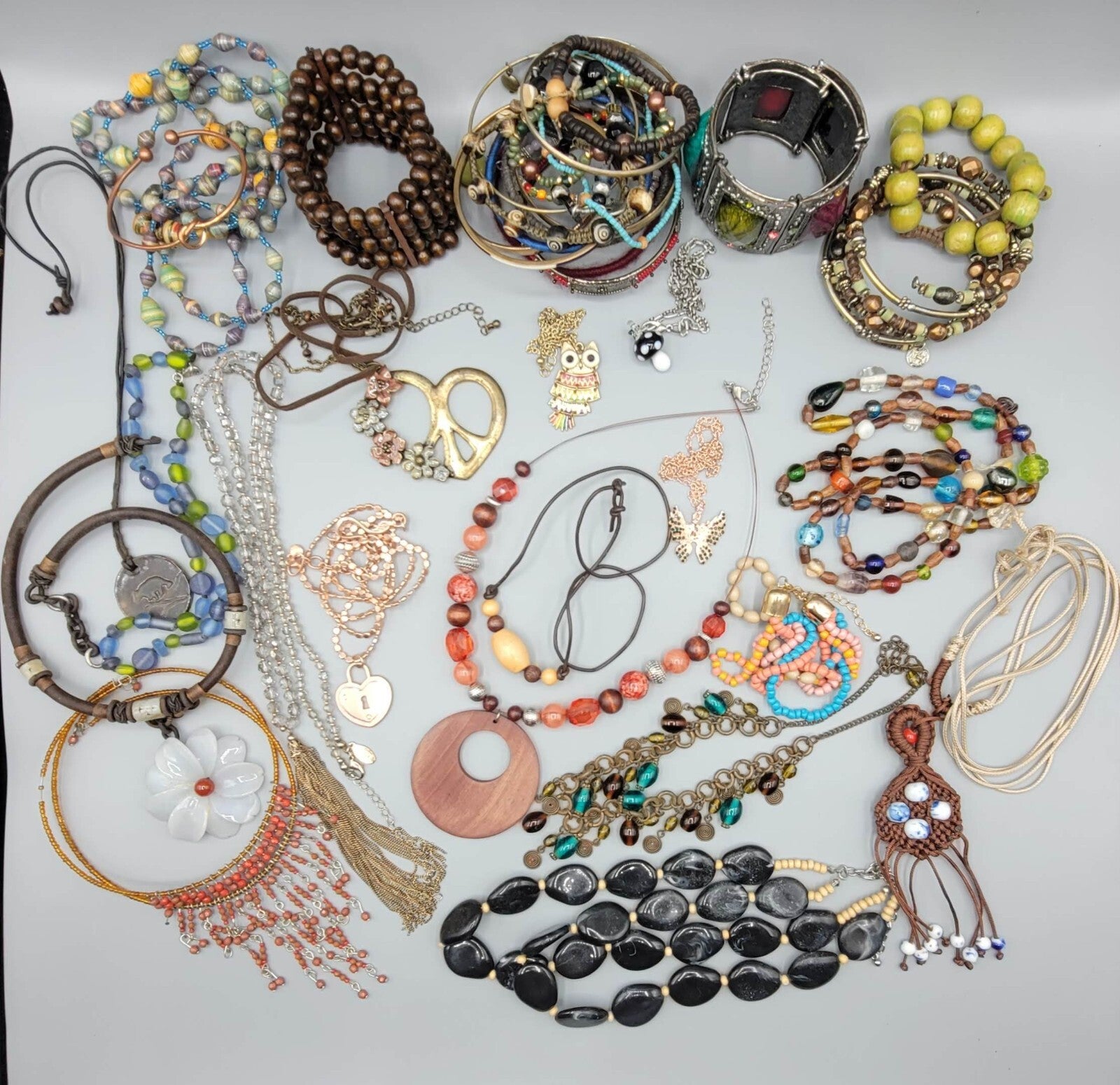 Vintage Colorful Jewelry Lot Necklaces Bracelets 38 pcs Lot 2 All wearable