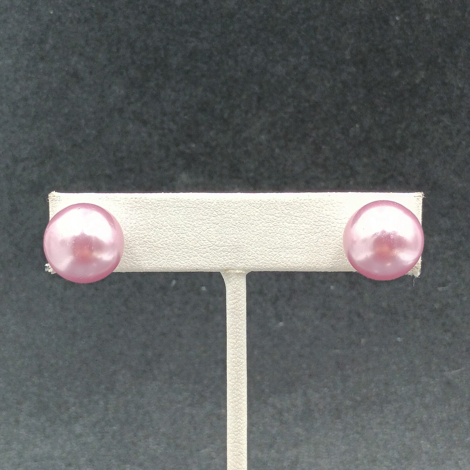 Pierced Earrings Purple Faux Pearl Studs 1/2"
