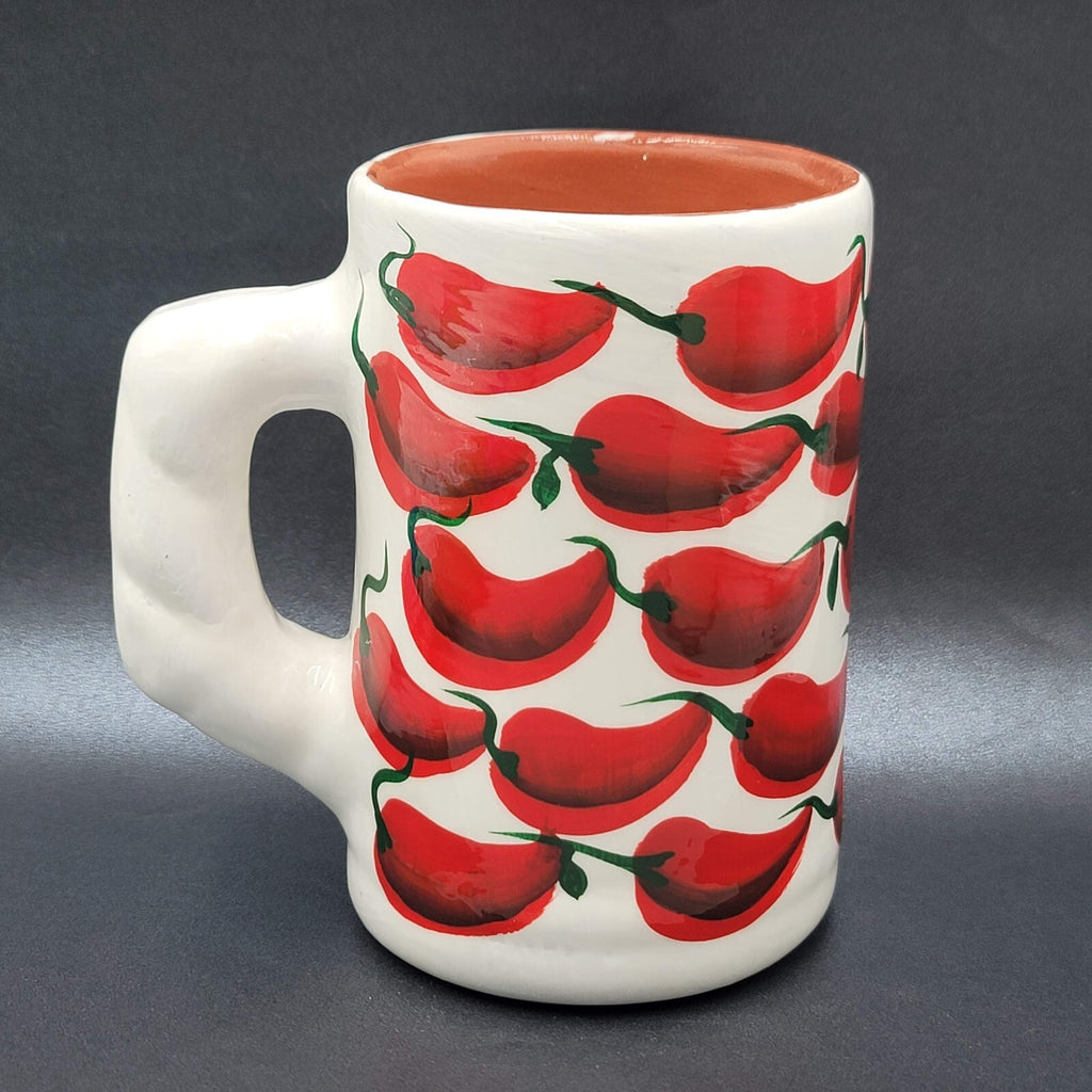 Mexico Clay Coffee Mug Red Chili Peppers Handmade Souvenir
