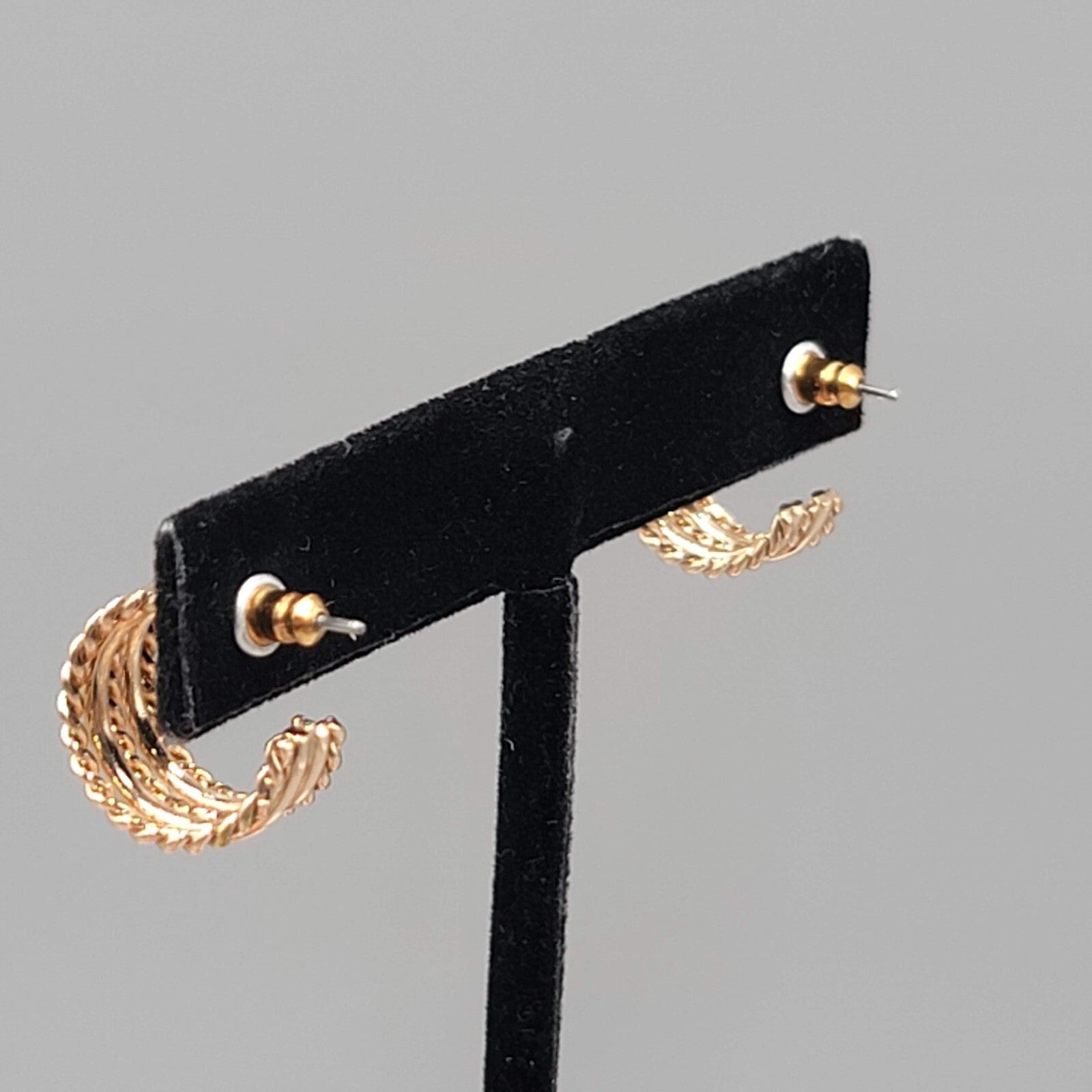 Wide Hoop Pierced Earrings Gold Plated Hoops 1/2"