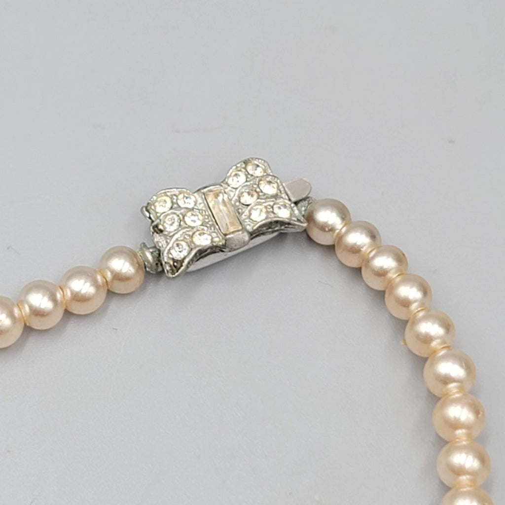 Vintage Faux Pearl Glass Bead Necklace Graduated Estate Costume Jewelry 16"
